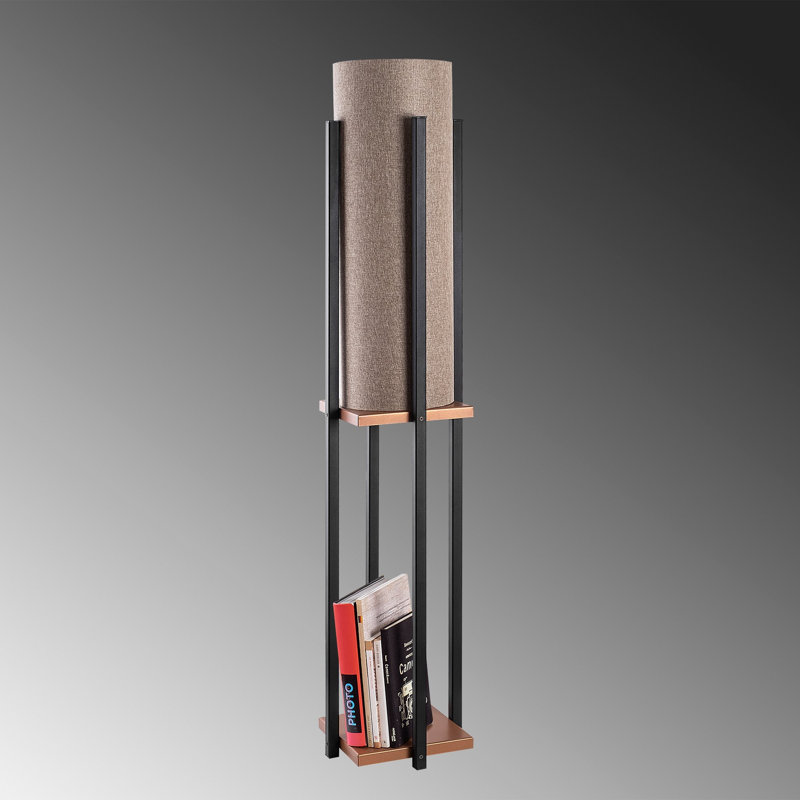 Lampe sur pied colonne 9,83 "Cawe, Brun, Bronze