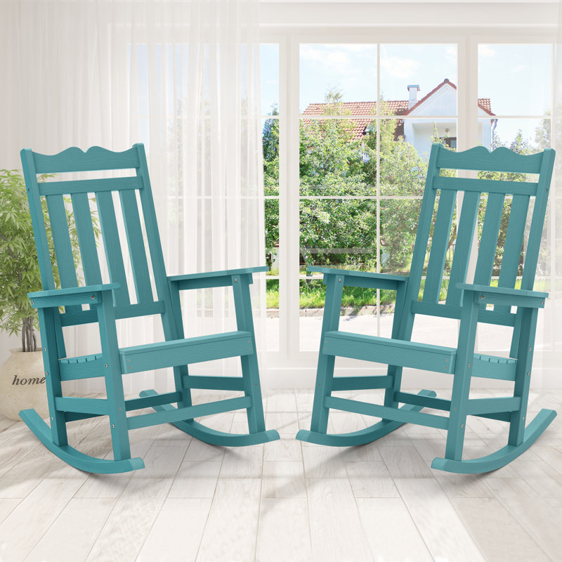 Chaise Adirondack à bascule d'extérieur, Bleu sarcelle