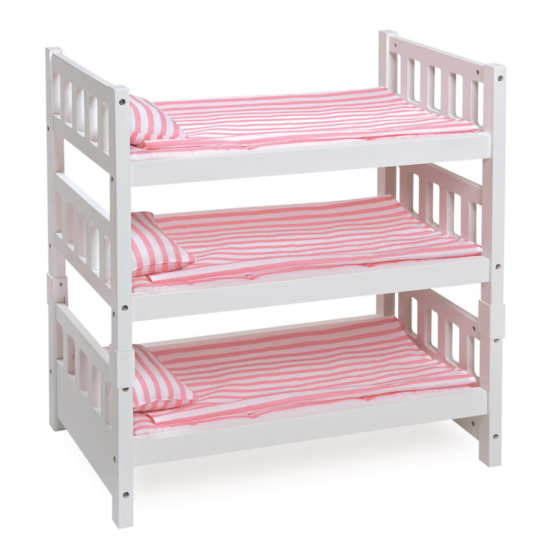 1-2-3 Convertible Doll Bunk Bed with Bedding