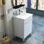 Meuble-lavabo de 24 po avec lavabo, portes à fermeture douce, tablette réglable et lavabo en céramique durable pour espaces compacts