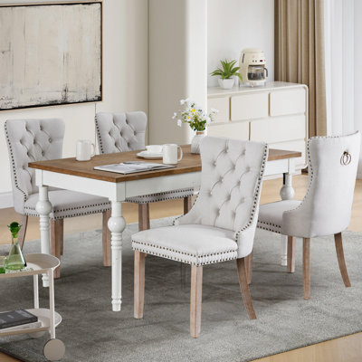 Dining Chairs, Upholstered High-end Tufted Dining Room Chair with Nailhead Back Ring