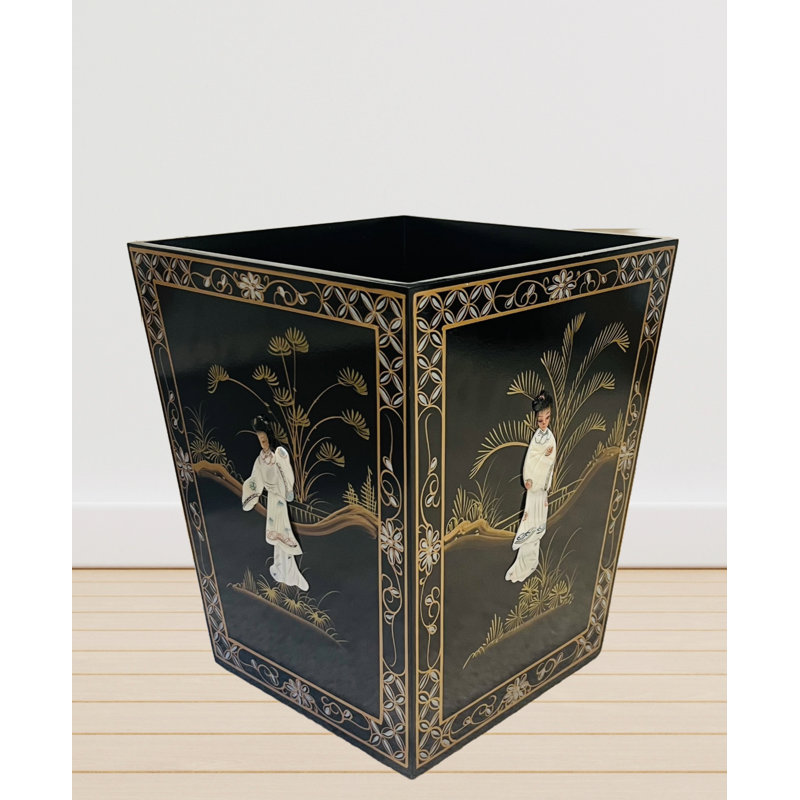 Aromola Hand Painted 15 Litre Waste Bin with Mother Of Pearl