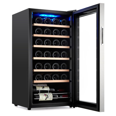 18 Bottle Compressor Wine Cooler, Wine Cellar With Adjustable Temp Control, Freestanding Beverage Refrigerator