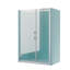 Porte de douche sans cadre à charnières avec paroi de douche fixe en verre trempé transparent SGCC de 9,5 mm (3/8 po), chromée, dimensions : 119-122 cm (47-48 po) de largeur x 183 cm (72 po) de hauteur-125980722