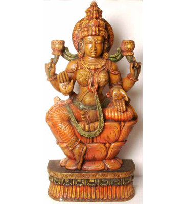 Handmade Wooden Sculpture – Beautiful Bejeweled Goddess Who Rules Over Our Hearts, Intricately Carved Tabletop Décor, Inspirational Home Altar