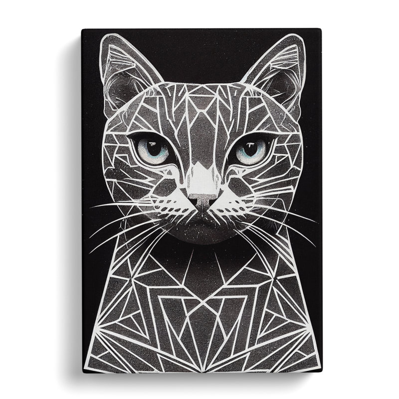 CAN-V0523-376X Cat Geometric - Wrapped Canvas Print, 60cm H x 40cm W x 3cm D