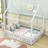 Full Wood House Bed with Fence-1895710350