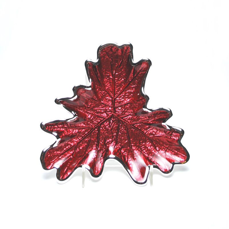 Foglia Glass Tray, Red
