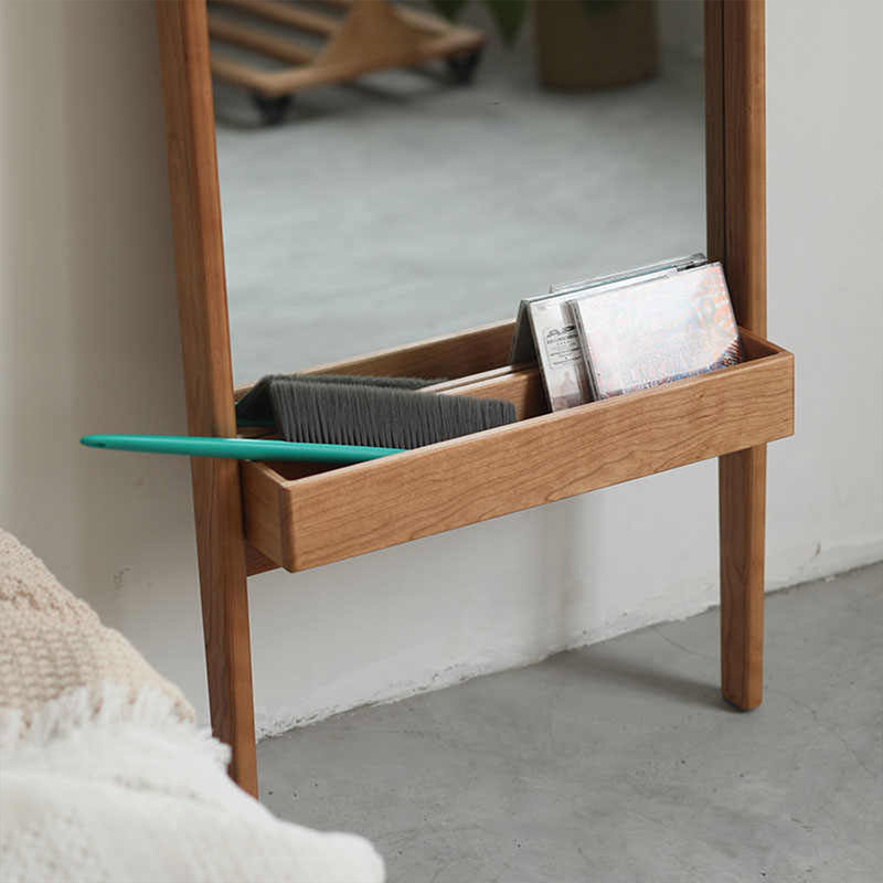 Miroir pleine grandeur rectangulaire en bois manufacturé, Noyer noir