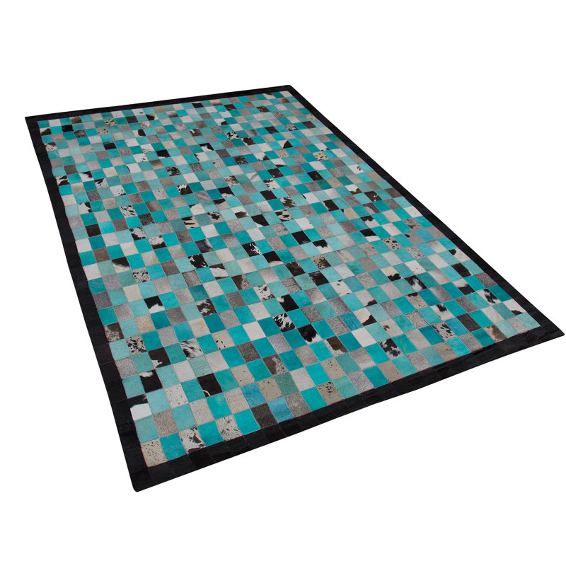 Burkeville Geometric Leather Area Rug, Rectangle: 160 x 230cm