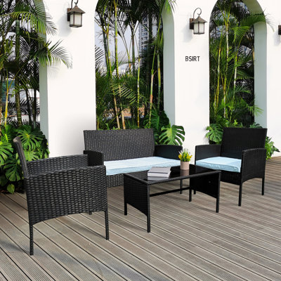  Ensemble de conversation de terrasse pour 4 personnes avec coussins