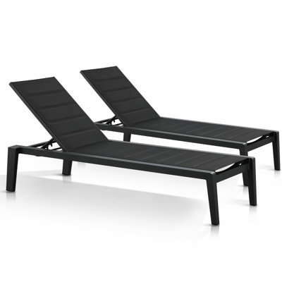 Patio Chaise Lounges set of 2, With 4-Level Adjustment Seatback