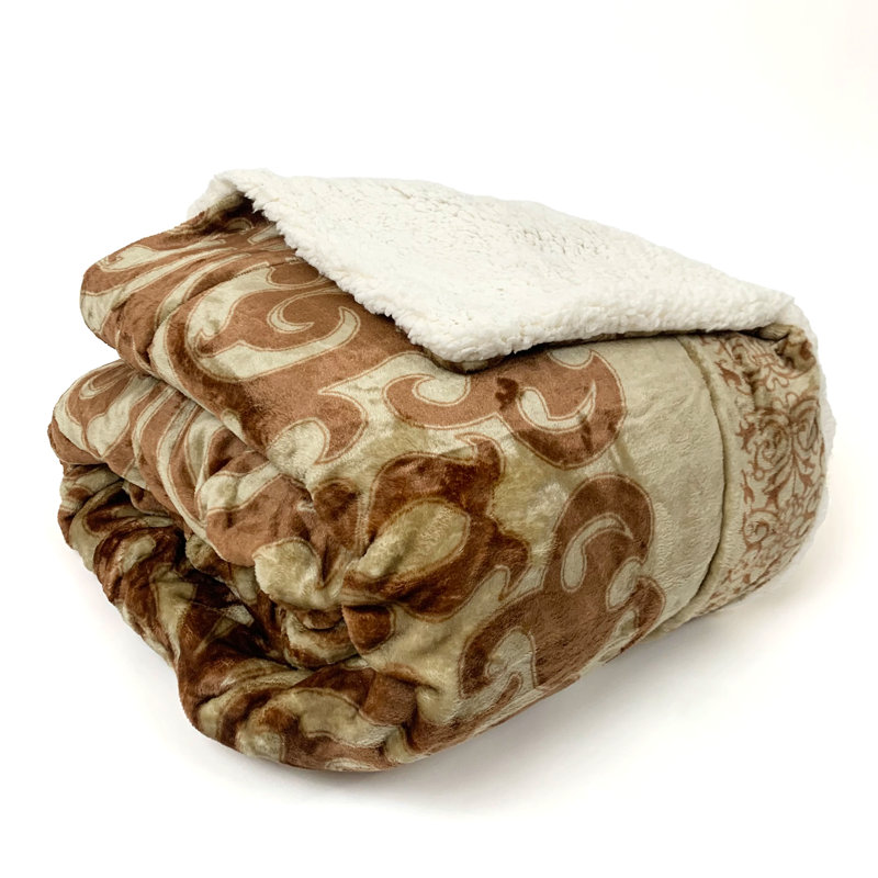 Super Fuzzy, Soft, And Cozy Sherpa Queen Blanket, Brown Floral
