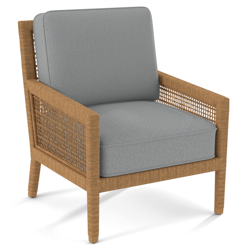 Fauteuil Harper de 28 po de largeur, Miel, Tissu performance bleu clair 0851-55
