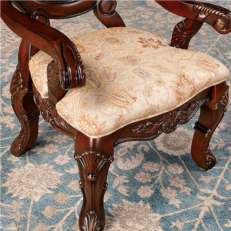 Chaise avec accoudoirs à dossier Queen Anne Agam en cerisier brun / brun clair