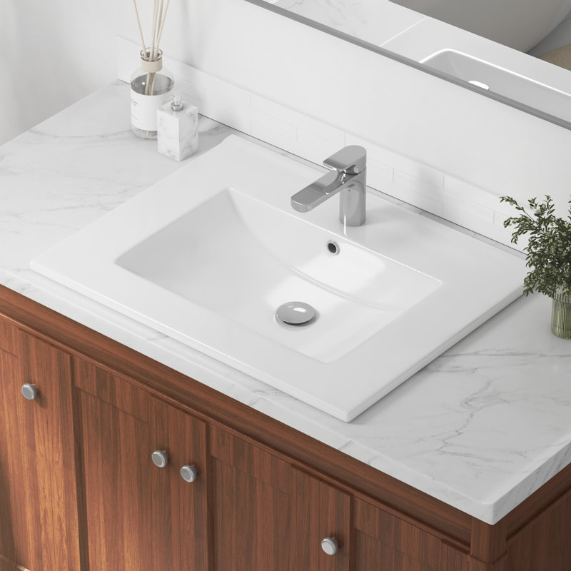 Tucson 24" W x 18" D Vitreous China Vanity Top Sink in White (Sink Only) (Vanity not Included)), Single-Hole