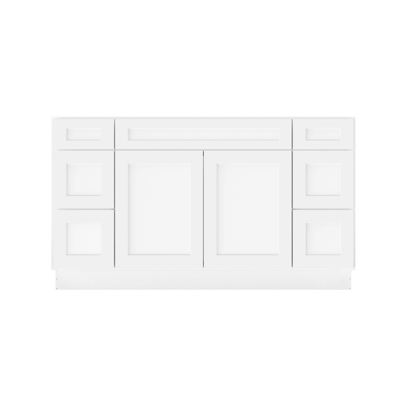 Bases-Two Drawer Stack 60" × 21" × 34.5"Camlock Easy to Assemble Vanity Cabinet