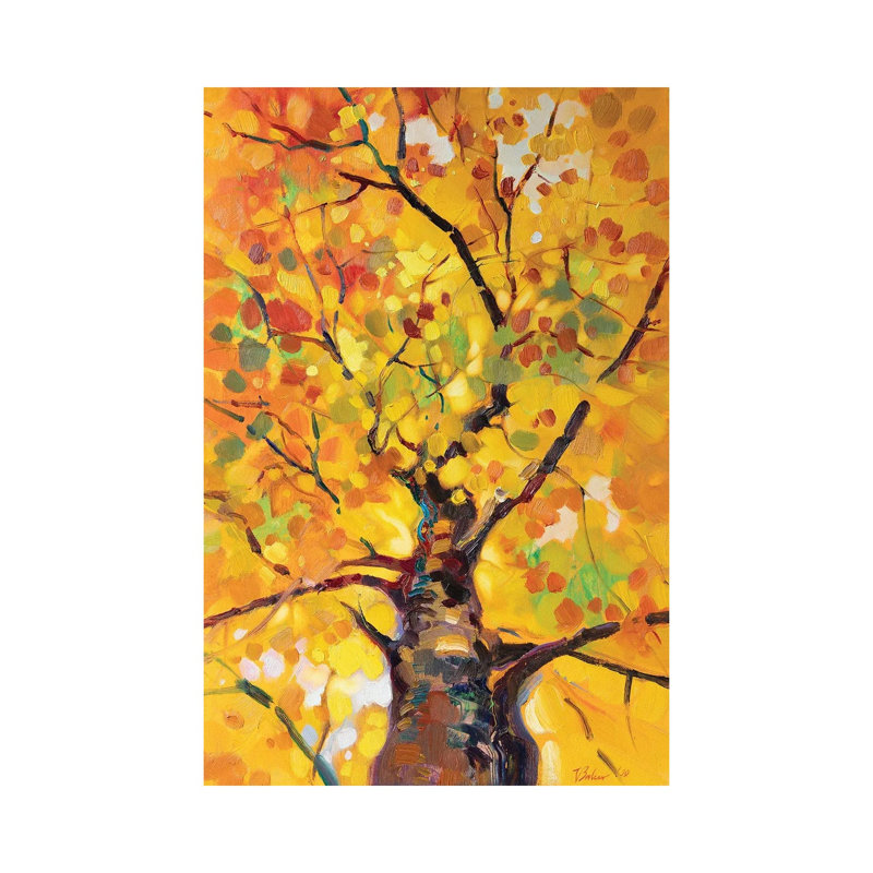 Golden Tree by Katharina Valeeva - Wrapped Canvas Painting, 20.32 cm H x 30.48 cm W