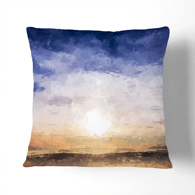 Mount Subasio in Italy Cushion with Filling, 40cm H x 40cm W x 15cm D, White