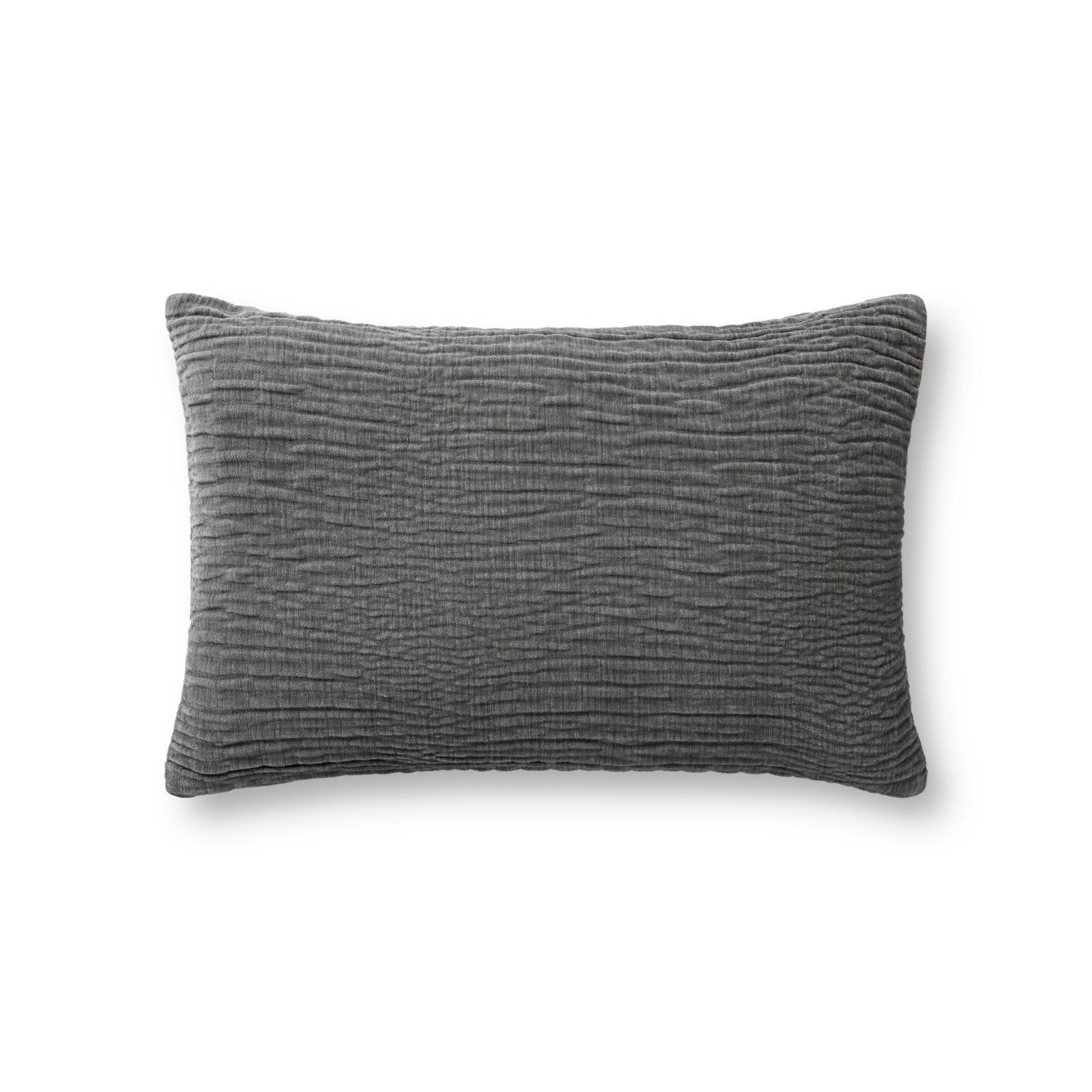 Edan Pillow Cover, Rectangle 16"H x 26"W, Down, Gray