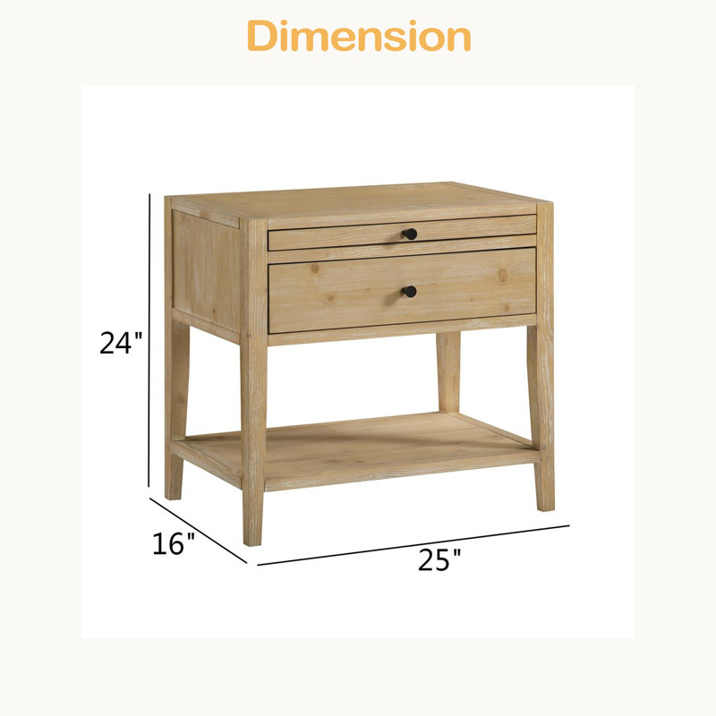 1-Drawer Nightstand, Natural