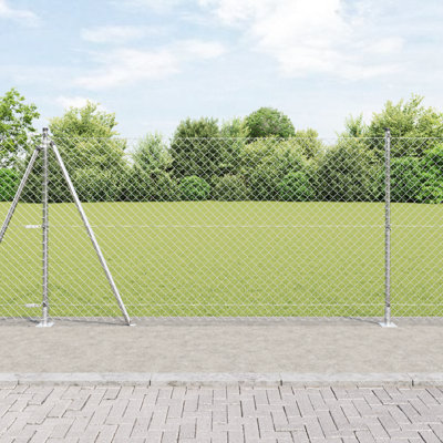 Vidaxl Chain Link Fence With 7 Flanged Posts Galvanised Steel