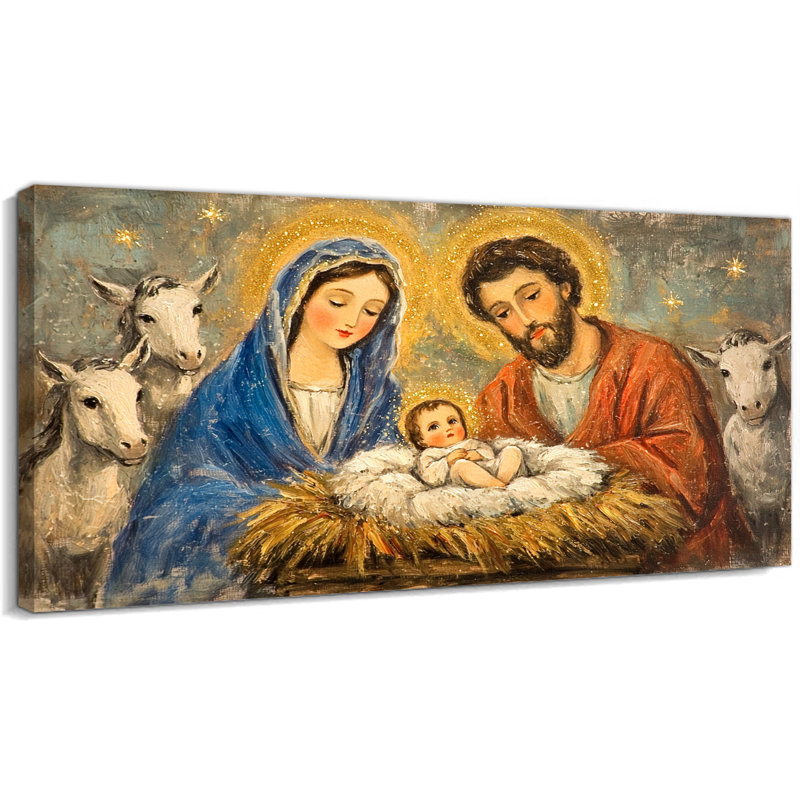 Grande décoration murale crèche de Noël, H 24 po x l 48 po
