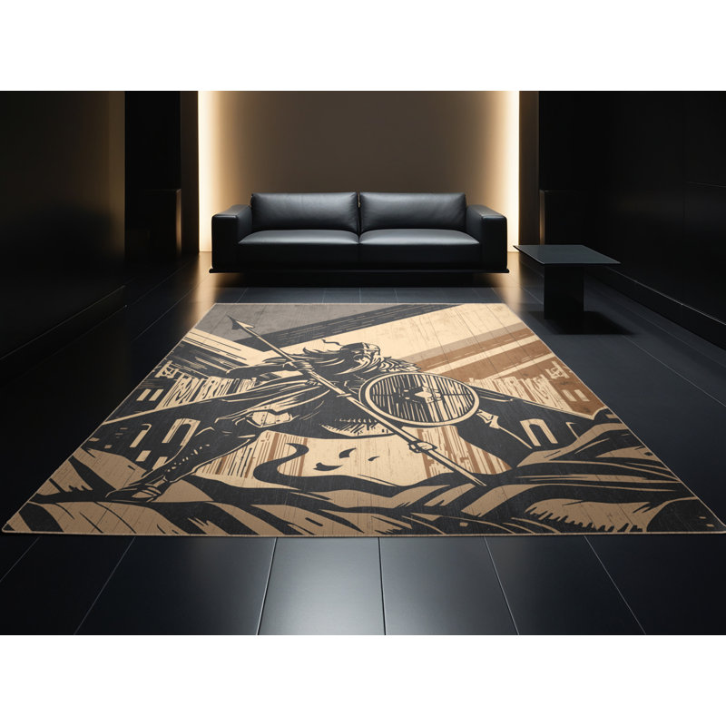 Tapis noir moelleux doux et moelleux Durden, 8 x 10