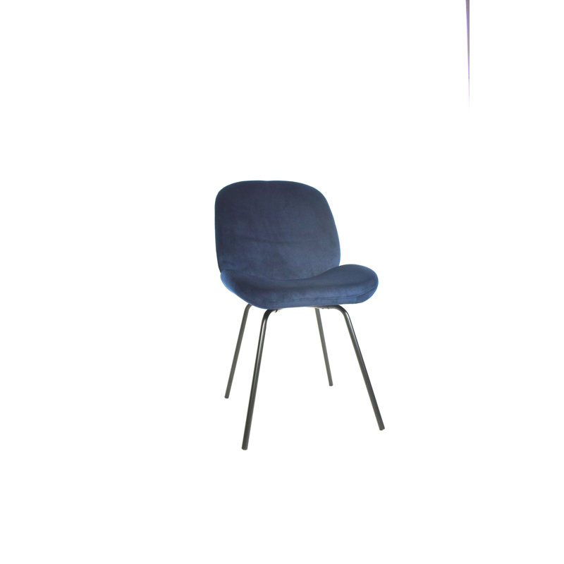 Chaise d'appoint rembourrée en velours Kemontay, bleu