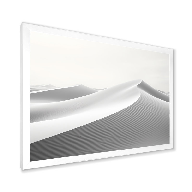 «Eernal Desert Dreams Minimalisme I», art mural sur toile, H 12 po x l 20 po x P 1 po, Cadre simple blanc