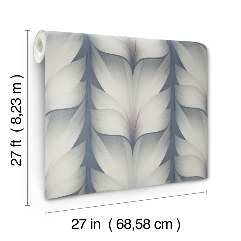 Lotus Light Stripe Geometric Wallpaper Roll, Steel