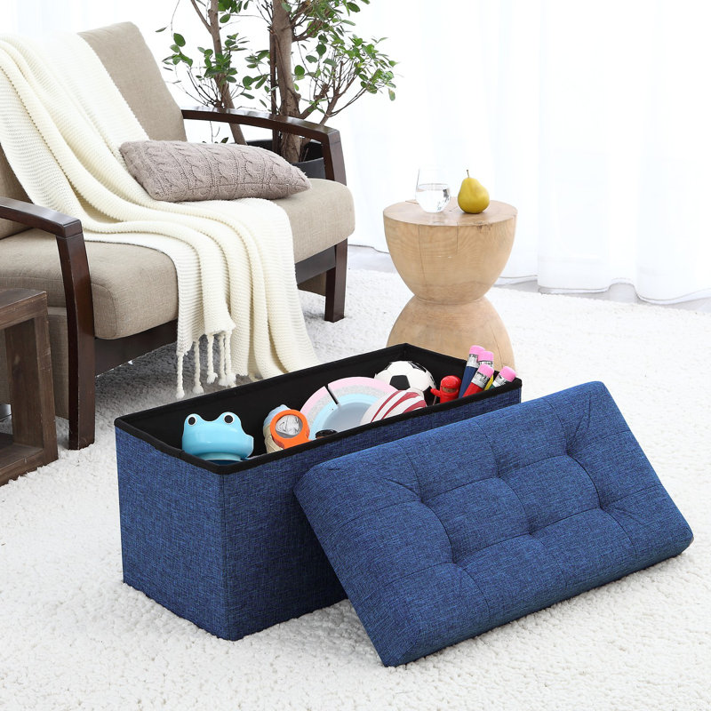 Repose-pieds avec rangement Foronda, Bleu marine