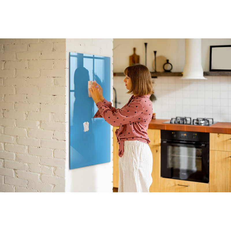Magnetic Glass Dry Erase Board, Blue