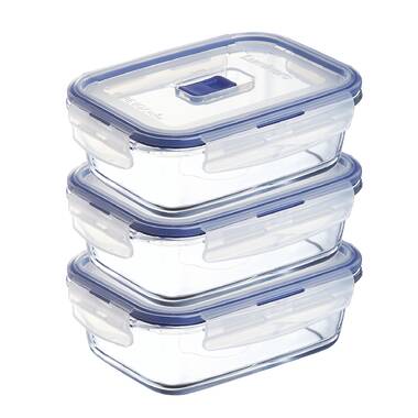  Luminarc Pure Box - Recipiente de almacenamiento de alimentos  de vidrio activo con tapa de ventilación deslizante (cuadrado 5.1 tazas/1.2  litros) : Hogar y Cocina