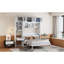 Grand lit escamotable mural avec bureau, armoire supérieure et tablettes de rangement, lit pliant peu encombrant, blanc-1985391001