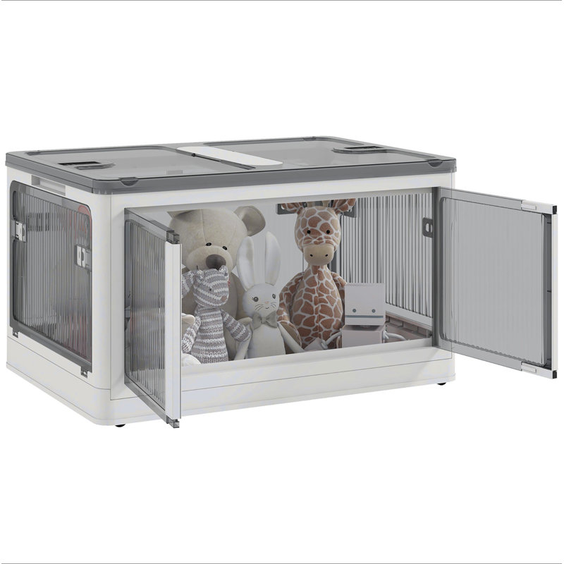 Stackable Storage Bins With Lids, Wheels, And Collapsible, White