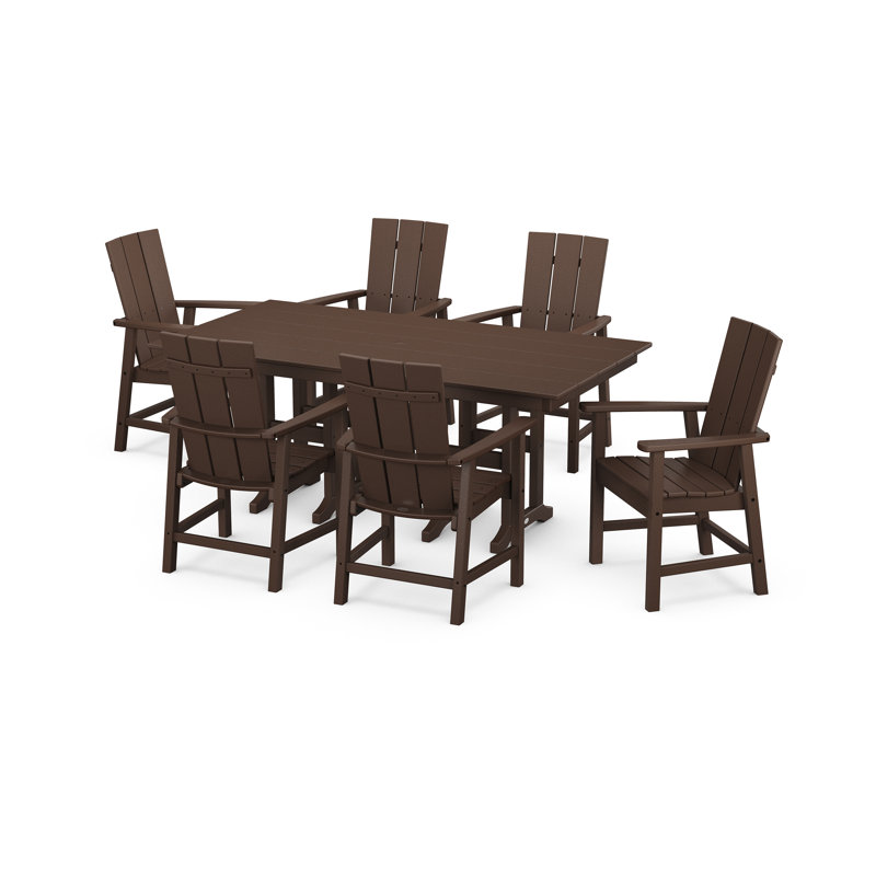 POLYWOOD x Sol 72 7-Piece Modern Dining Set, Mahogany