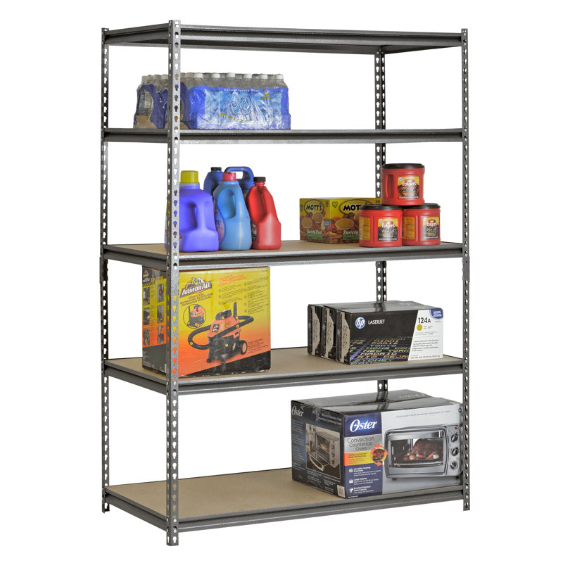 Muscle Rack 48"W x 24"D x 72"H 5-Tier Silver Steel Shelving Unit
