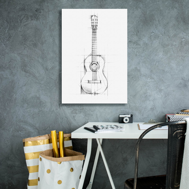 "Guitare" par Ethan Harper, art mural sur toile, H 26 po x l 18 po x P 0,75 po