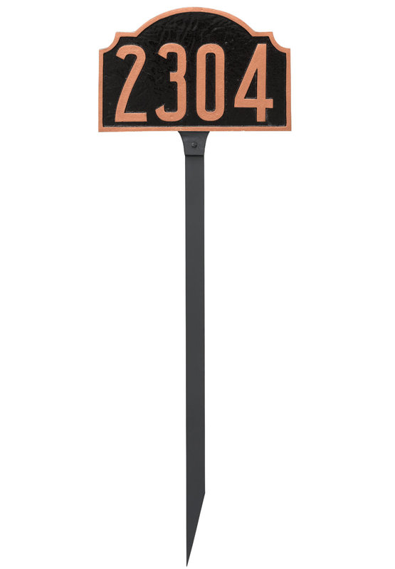 Plaque d'adresse de luxe sur 1 ligne, Noir / Cuivre, Oui