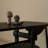 Nordic style black solid wood dining table-107770387