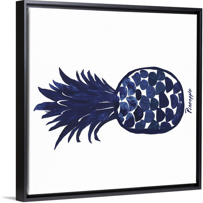 «Indigo Pineapple» par Aimee Wilson, reproduction sur toile, Cadre noir, H 18 po x l 18 po x P 1,75 po