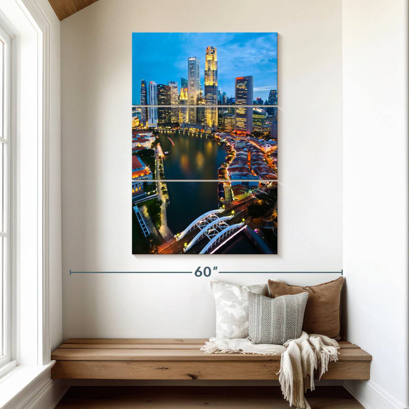 Paysage urbain illuminé Nicci, H 50 po x l 32 po