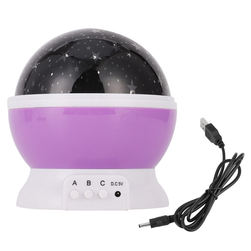 Projecteur d'étoiles à DEL avec veilleuse pour chambre de bébé, Mauve