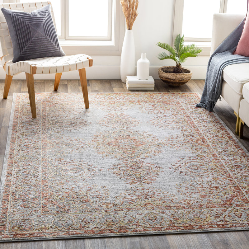 Tapis orange/blé oriental burnt Ternate, Rectangle 6 pi 7 po x 9 pi 6 po