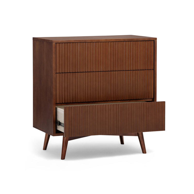 Solid Wood 76cm W 3 - Drawer Chest of Drawers, Walnut