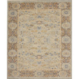 Transitional Hand Knotted Wool Oriental Area Rug in Tan