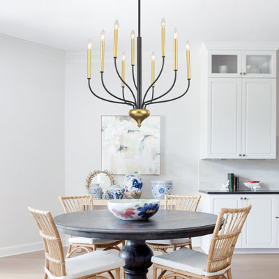 Lustre à 9 lumières de style chandelier classique / traditionnel l 27,56 po pour le salon, la salle à manger et l'îlot de cuisine