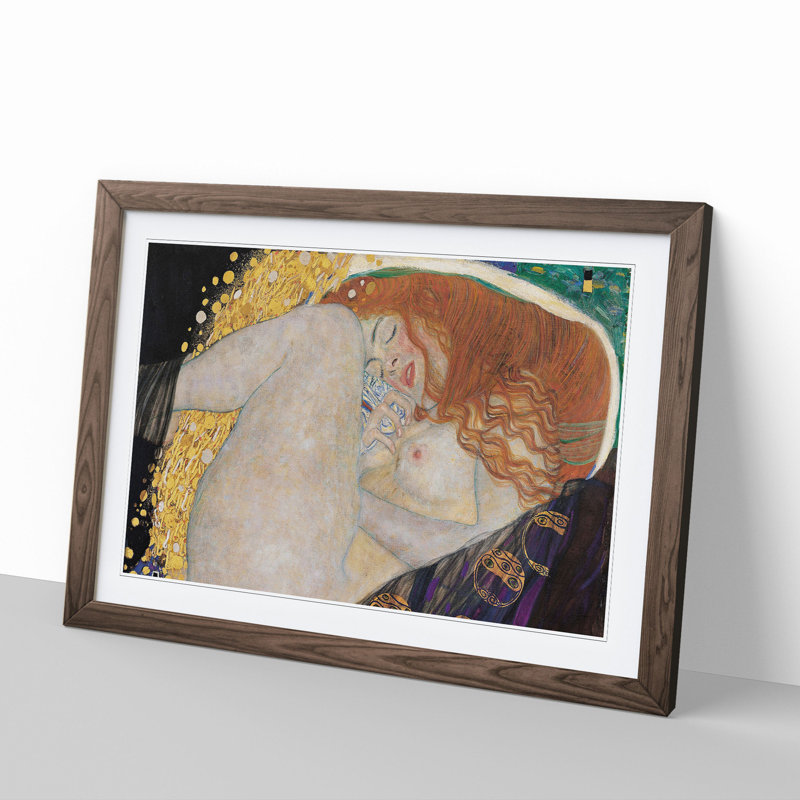 Danae Vol.2 by Gustav Klimt - Picture Frame Painting, 27cm H x 36cm W x 2cm D, Walnut Framed
