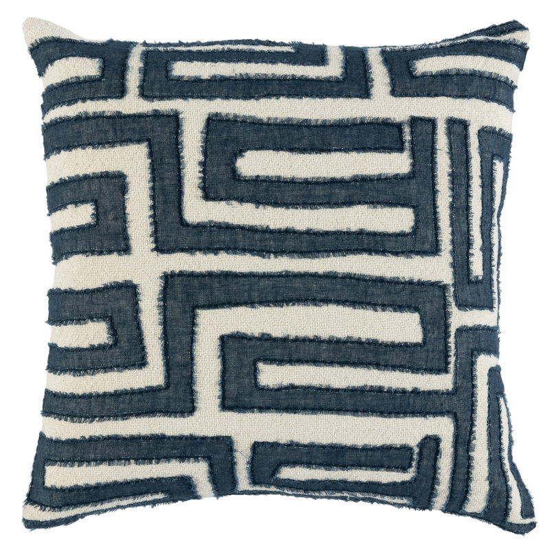 Housse de coussin et insert Beata, Bleu/Ivoire